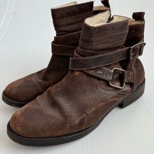 Women's Brown Leather Combat Boots